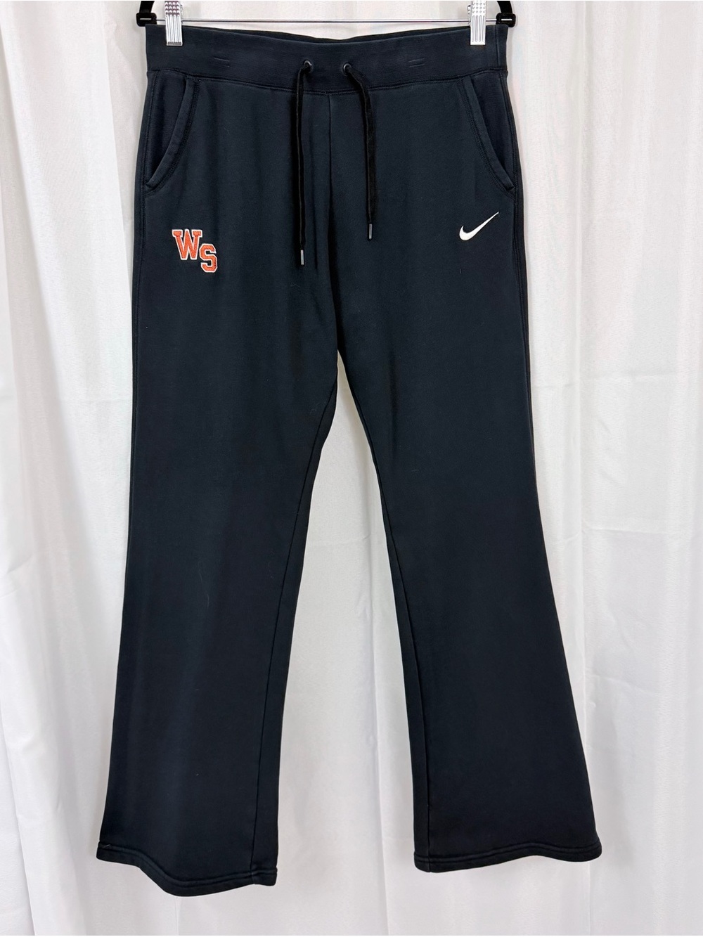 Nike Woman’s Black Wide Leg Fleece Joggers “WS” Embroidered Patch        Medium